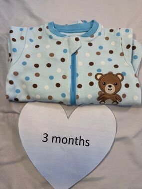 Tuffy - bear design footed sleeper. Size 3 months